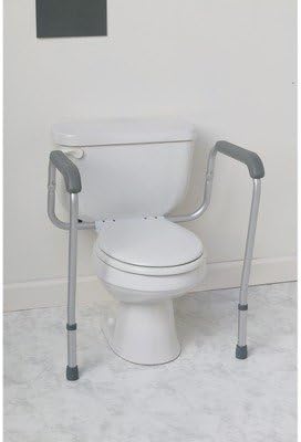 Medline Toilet Support Rail with Armrests, Height Adjustable Frame, 250 lb Capacity


