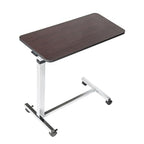 Drive Medical Non-Tilt Overbed Table with Wheels, Height-Adjustable Laminate Top
