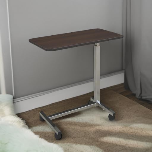 DR. DUNLEY Adjustable Overbed Table on Wheels, Height-Adjustable Rolling Side Table

