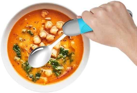 Weighted Swivel Adaptive Utensils Spoon and Fork Set for Hand Tremors Parkinson’s

