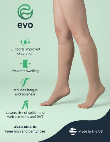 EvoNation Knee-High Open Toe Graduated Compression Socks 20–30 mmHg

