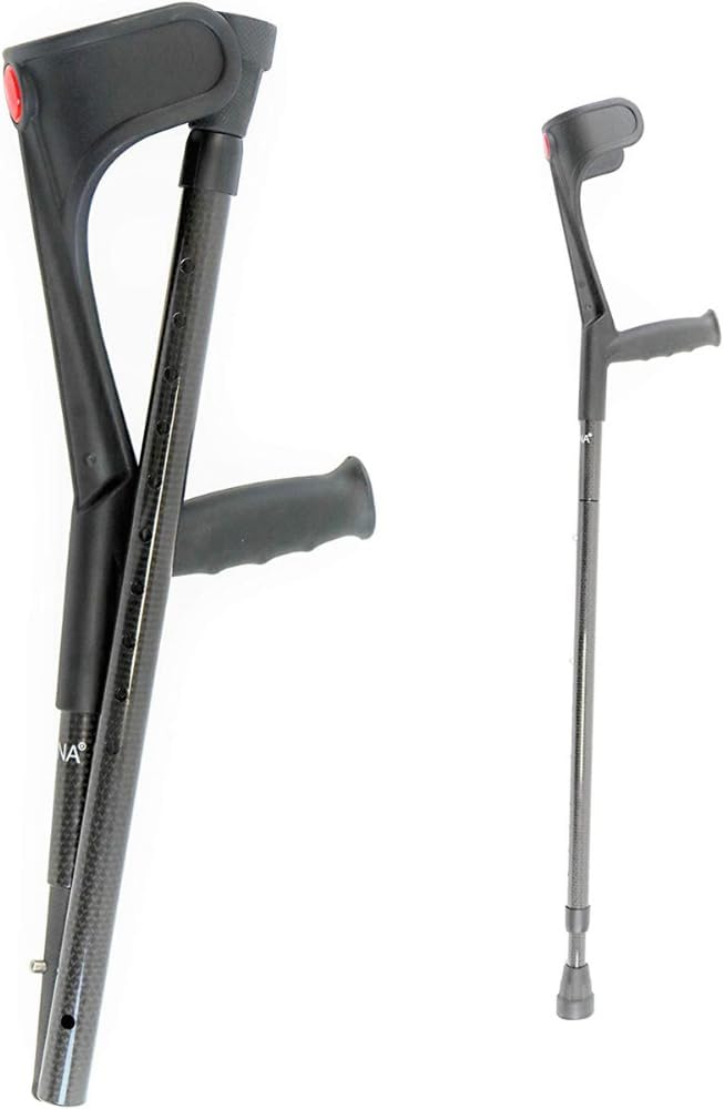 KMINA Foldable Carbon Fiber Forearm Crutches, Open Cuff, Folding Lightweight

