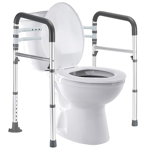 Lianjindun Adjustable Toilet Safety Rails with Armrests, Foldable Support Bars