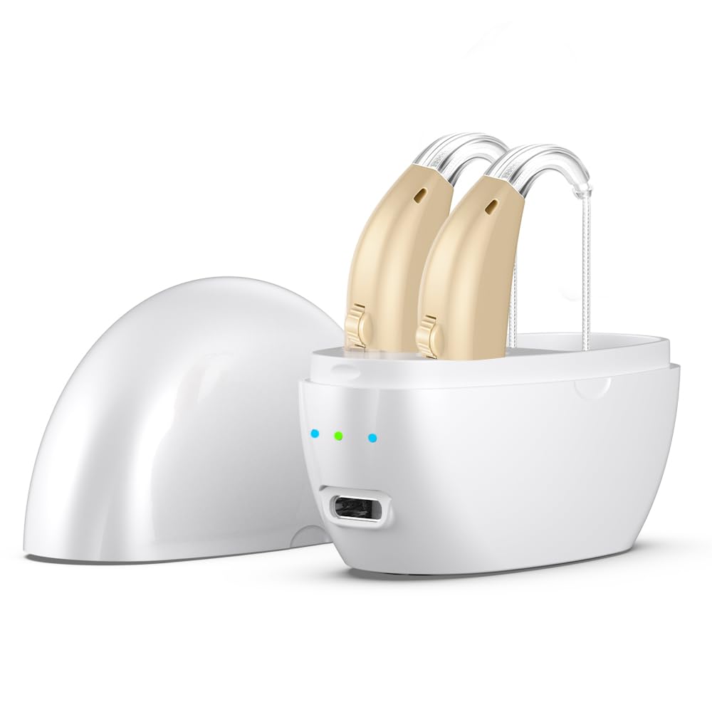Rechargeable Hearing Aids for Seniors with Noise Reduction and Charging Case

