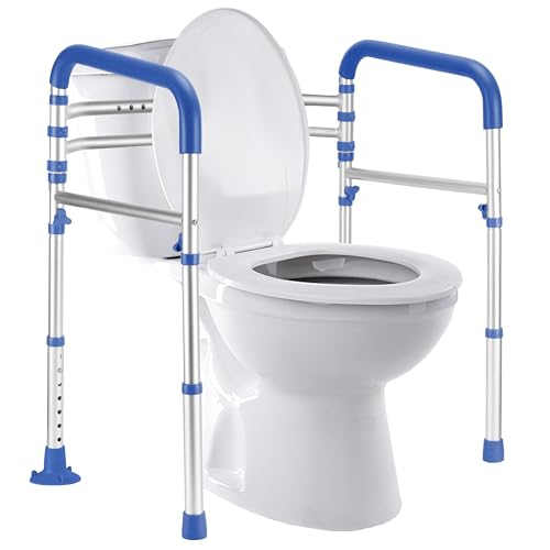 Lianjindun Adjustable Toilet Safety Rails with Armrests, Foldable Support Bars