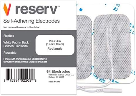 reserv TENS EMS Self-Adhesive Electrode Pads, Fabric-Backed, Rectangle, Latex-Free

