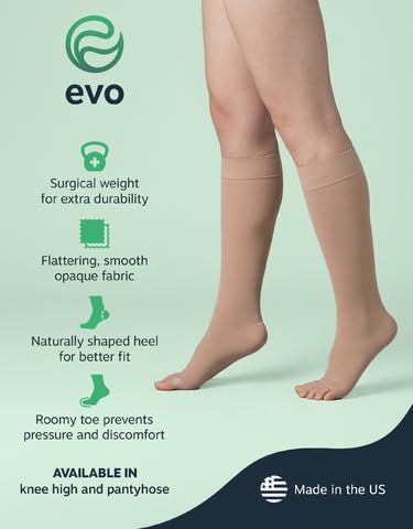EvoNation Knee-High Open Toe Graduated Compression Socks 20–30 mmHg

