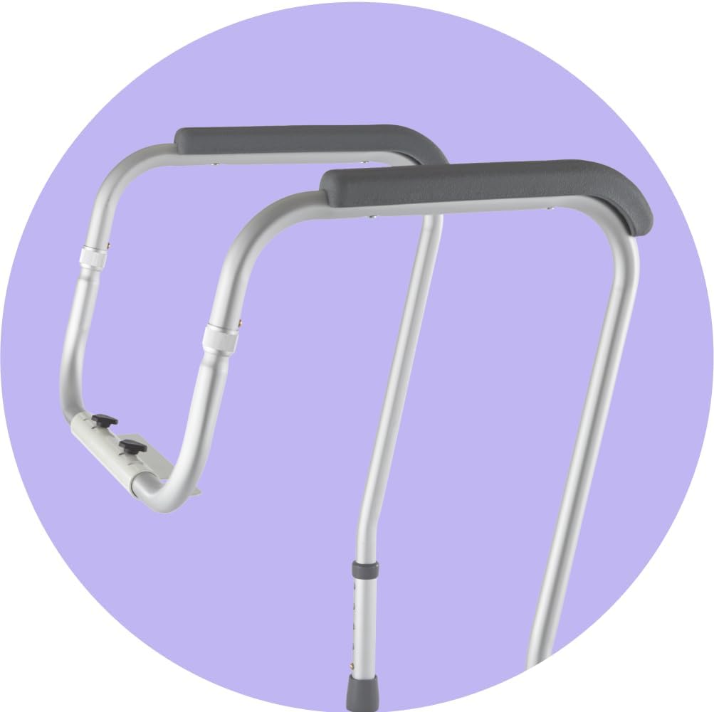 Medline Toilet Support Rail with Armrests, Height Adjustable Frame, 250 lb Capacity

