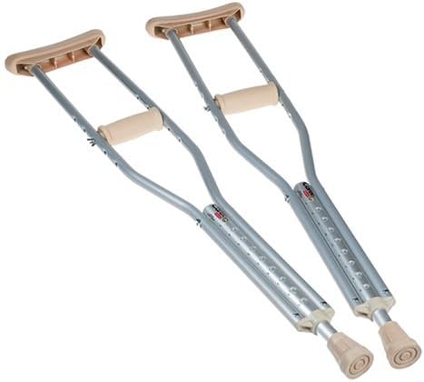 Carex Push Button Aluminum Height Adjustable Crutches with Extra Thick Pads


