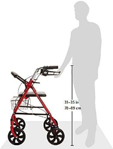 Drive Medical Rollator Walker with Seat, Height Adjustable, Steel Frame, 7.5 in Wheels

