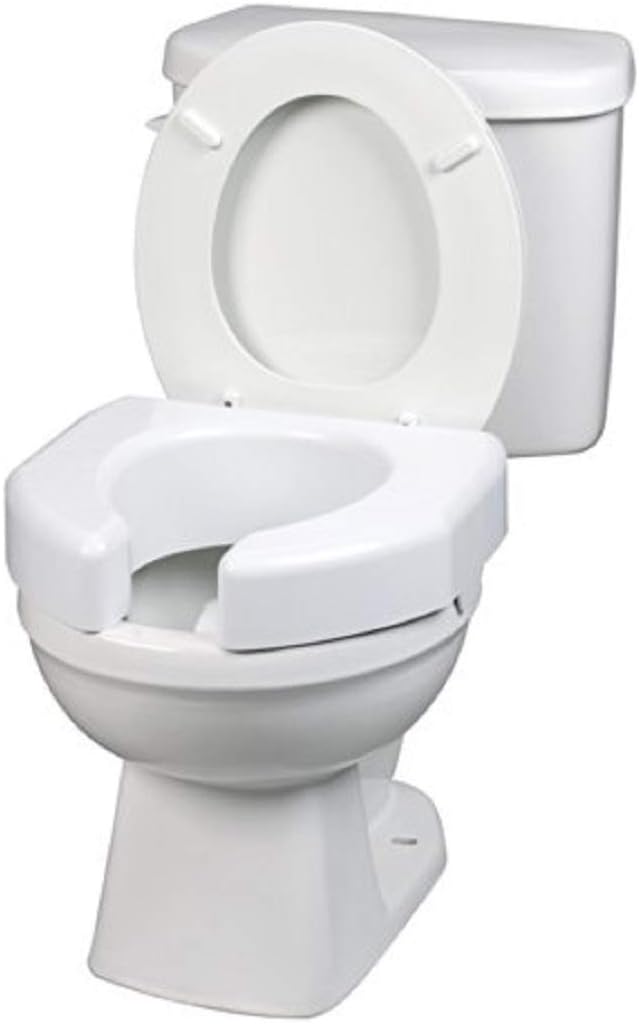 Ableware 3 Inch Raised Toilet Seat Riser, Open-Front Elevated Seat for Seniors

