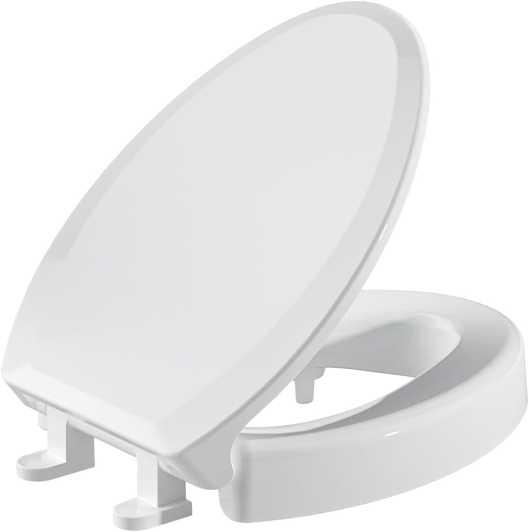 SAMODRA Raised Toilet Seat Riser, 3 Inch High Elevated Toilet Seat, Soft Close

