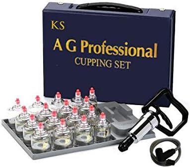 KS Choi Professional Cupping Set (17 Cups) with Hand Pump, Extension Tube


