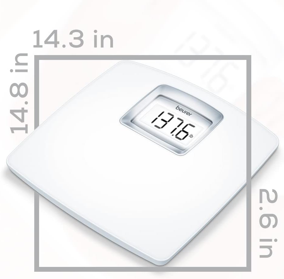 Beurer PS25 Digital Bathroom Scale for Body Weight, 400 lb Capacity, Auto-Calibrate

