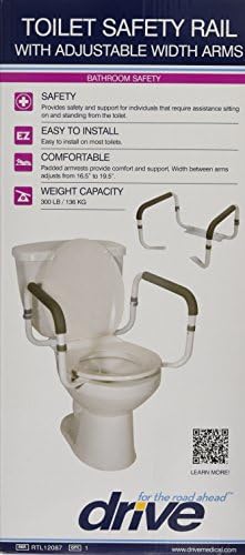 Drive Medical Toilet Grab Bar with Padded Armrests for Standard & Elongated Toilets

