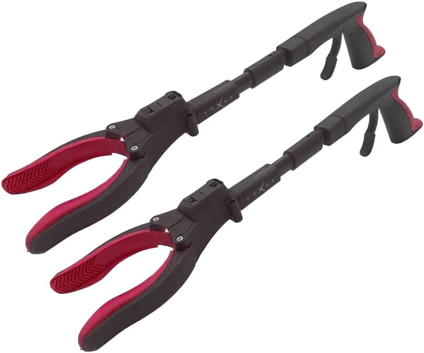 Luxet Magnetic Reacher Grabber Tool with LED, 19 in Aluminum Claw Pickup

