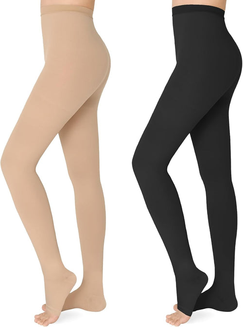 20–30mmHg Compression Pantyhose with Open Toe, Medical Waist High Legwear

