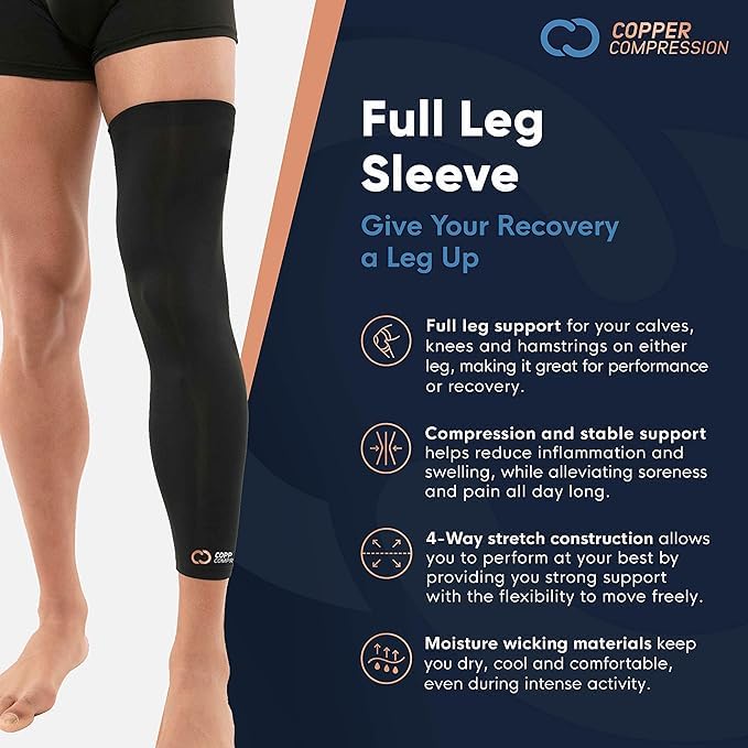 Copper Compression Leg Compression Sleeve with Copper Infused Knee Stabilizer Brace

