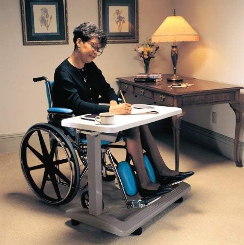 Carex Rolling Overbed Table with Wheels, Adjustable Height Bedside Desk Tray

