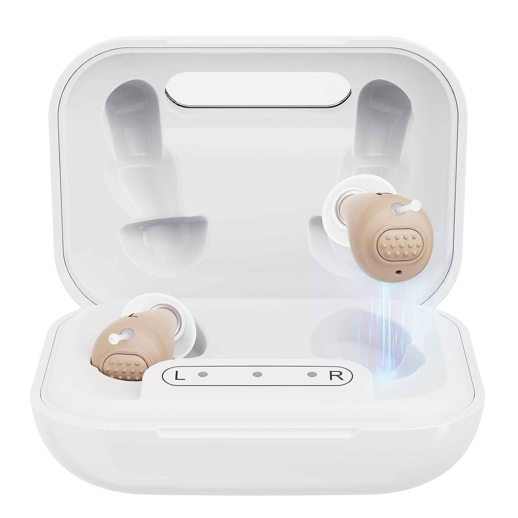 Rechargeable Hearing Aids for Seniors with Charging Case, 48+ Hour Battery & Auto On

