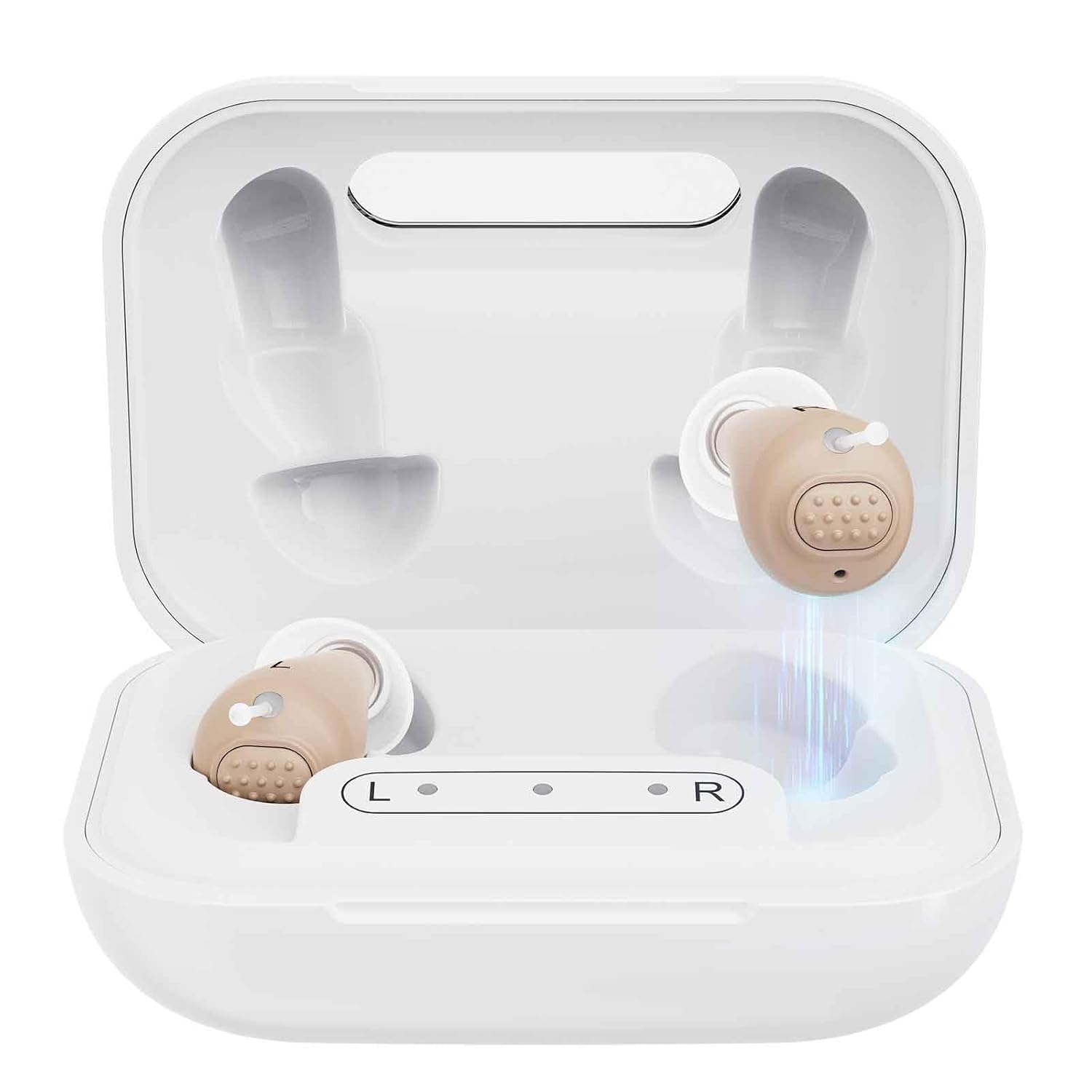 Rechargeable Hearing Aids for Seniors with Charging Case, 48+ Hour Battery & Auto On

