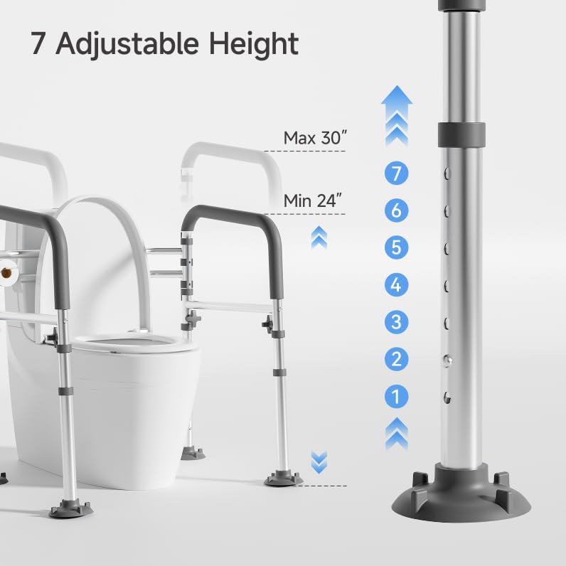 Loyoda Height-Adjustable Toilet Safety Rail with Padded Folding Handles


