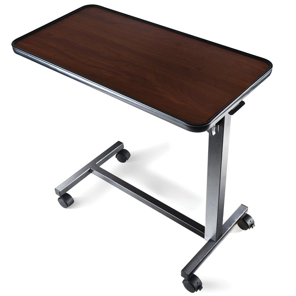 Medical King Adjustable Overbed Bedside Table with Wheels for Hospital and Home

