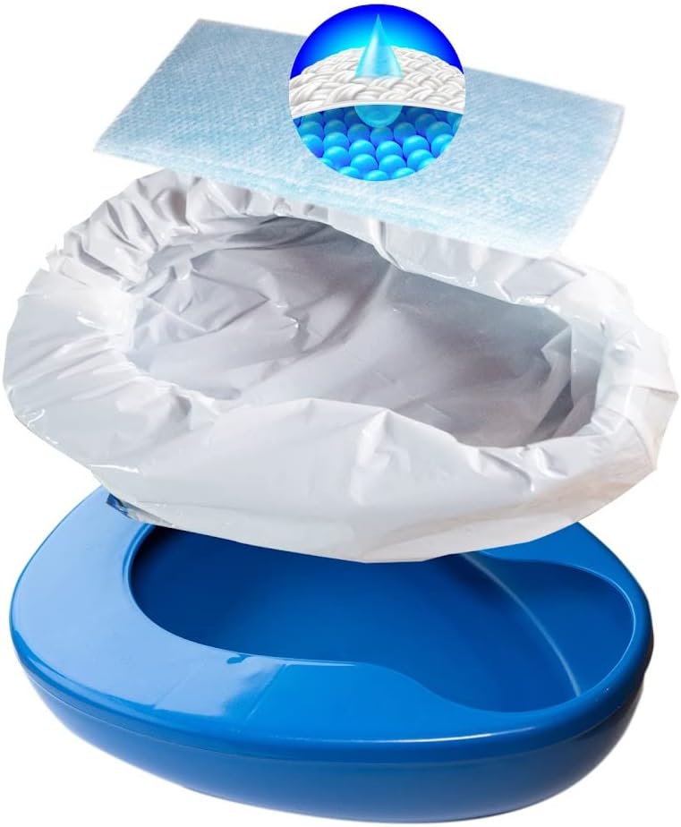 Tilcare Contoured Bedpan with Absorbent Liners and Pads, Hospital-Grade Care

