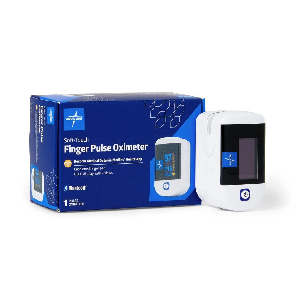 Medline Soft-Touch Bluetooth Fingertip Pulse Oximeter, OLED Display

