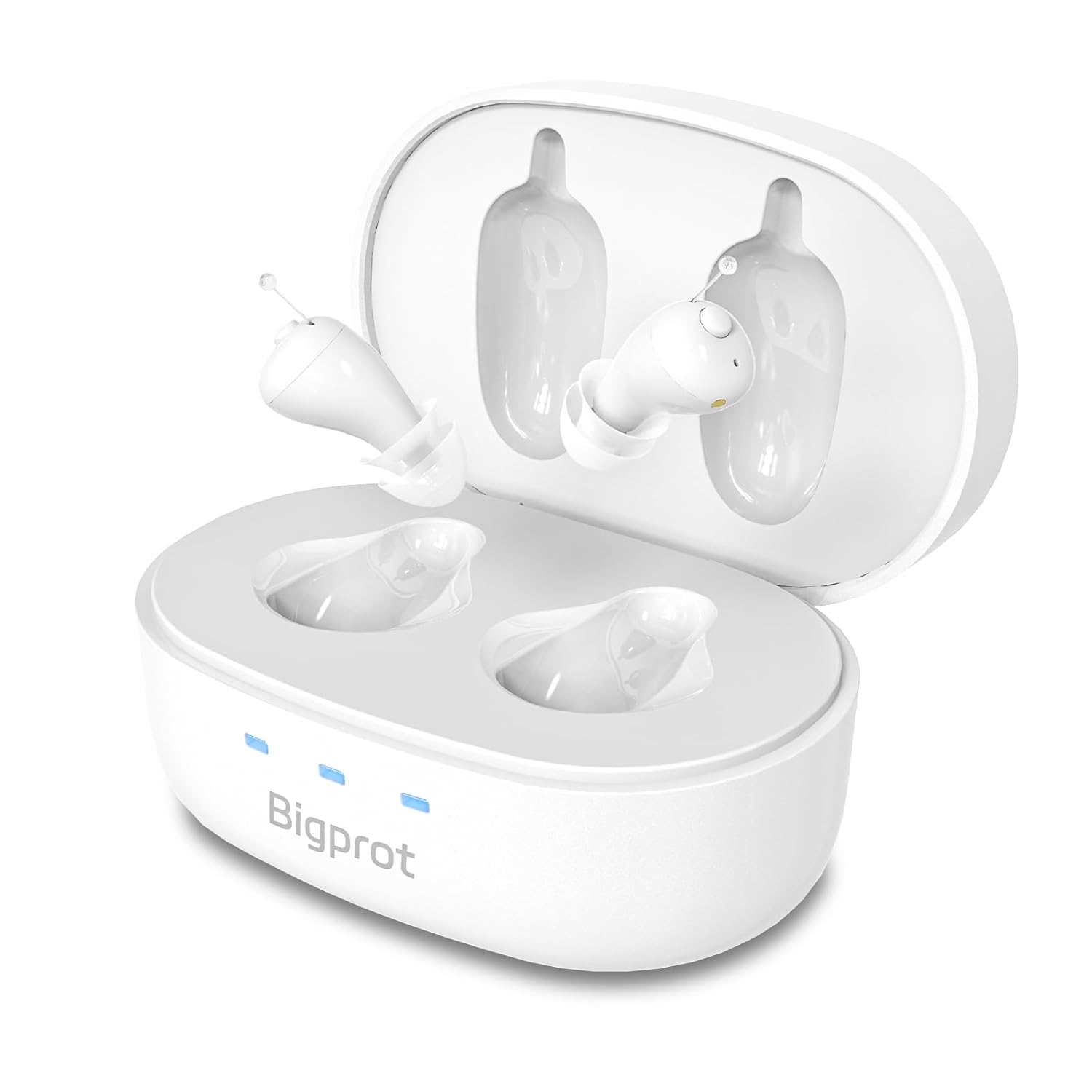 BIGPROT OTC Rechargeable Invisible Hearing Aids with Charging Case and AI Noise Cancellation

