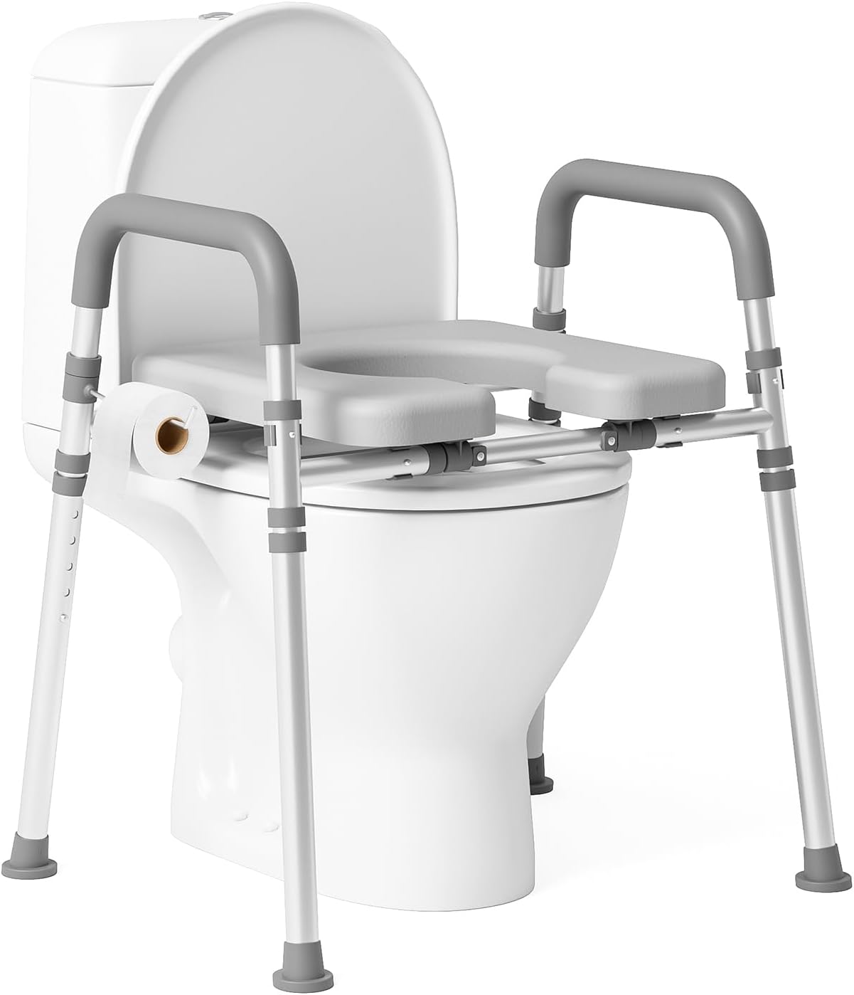 Loyoda Raised Toilet Seat Riser with Padded Handles, Adjustable Height and Width

