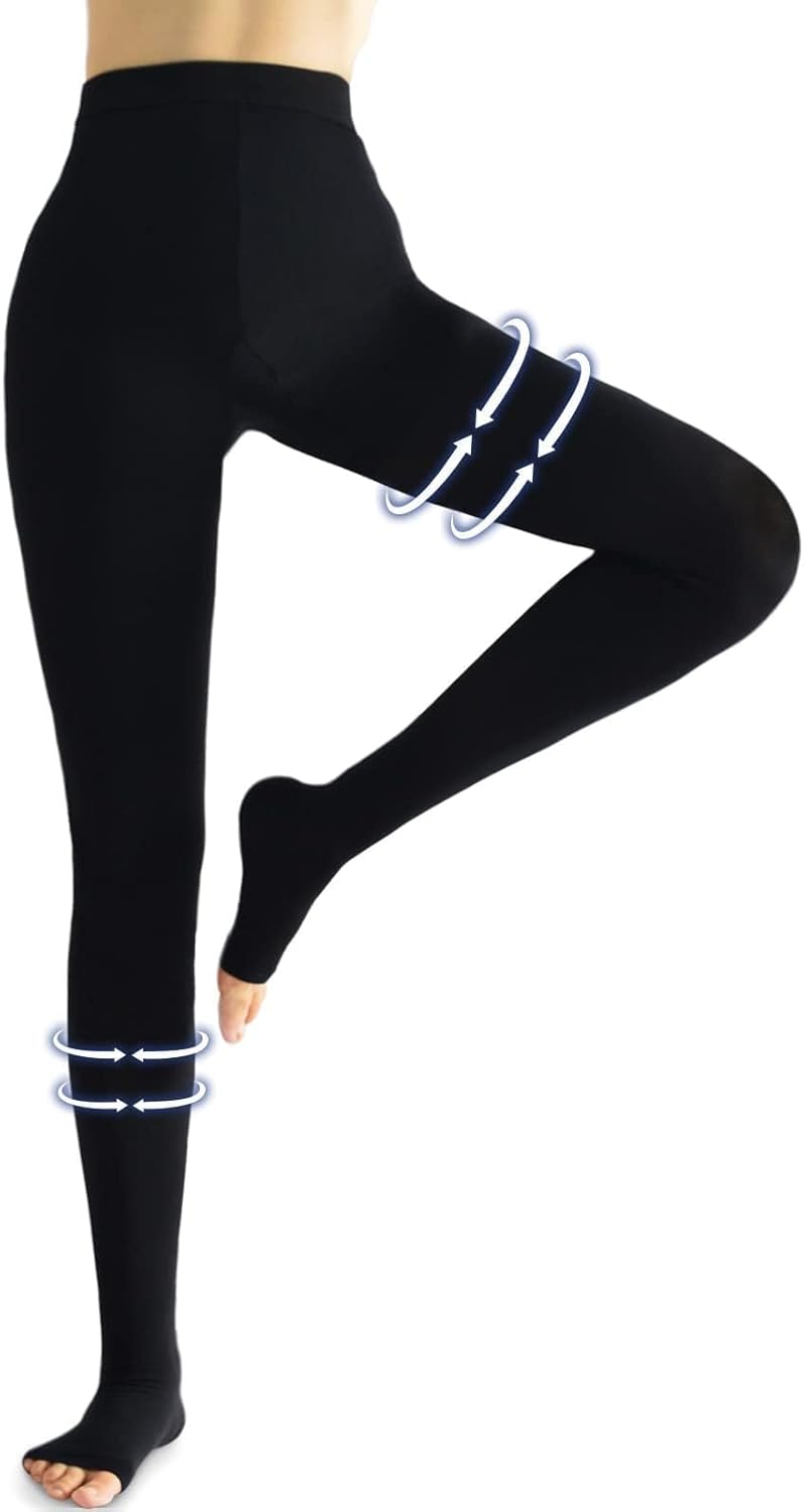 Beister 20–30mmHg Graduated Thigh-High Compression Pantyhose, Open Toe

