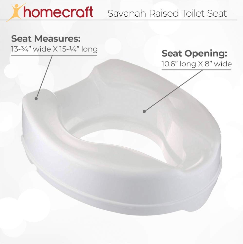 Homecraft Savanah Raised Toilet Seat, Elevated Seat Riser for Most Toilets


