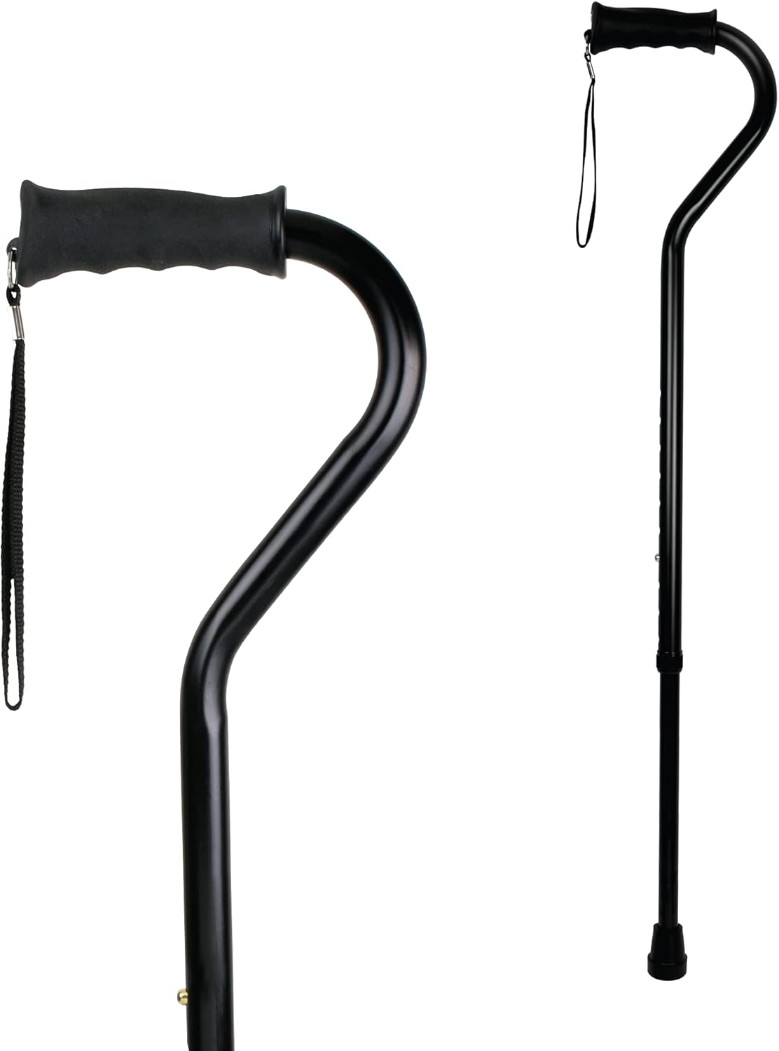 Carex Ergo Offset Walking Cane, Height Adjustable Ergonomic Cane with Wrist Strap

