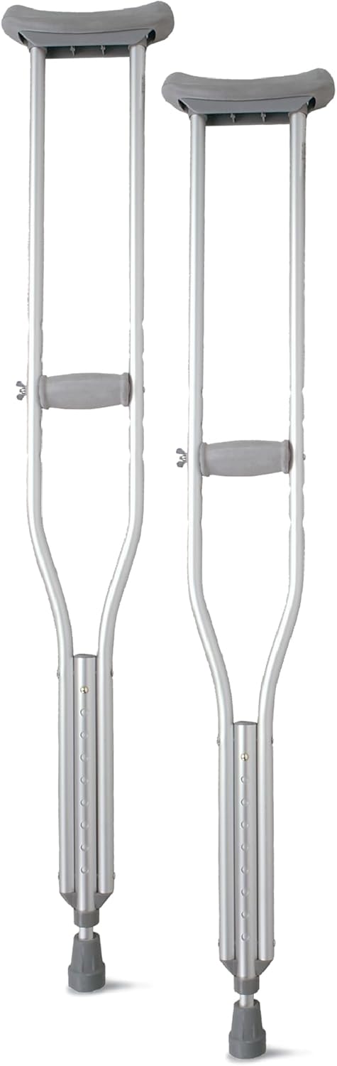 Medline Aluminum Adjustable Crutches, Walking Aid, 300 lb Capacity, 1 Pair

