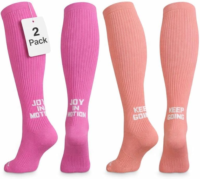 CopperJoint Knee High Compression Socks for Women and Men, 15-20 mmHg, 2 Pairs

