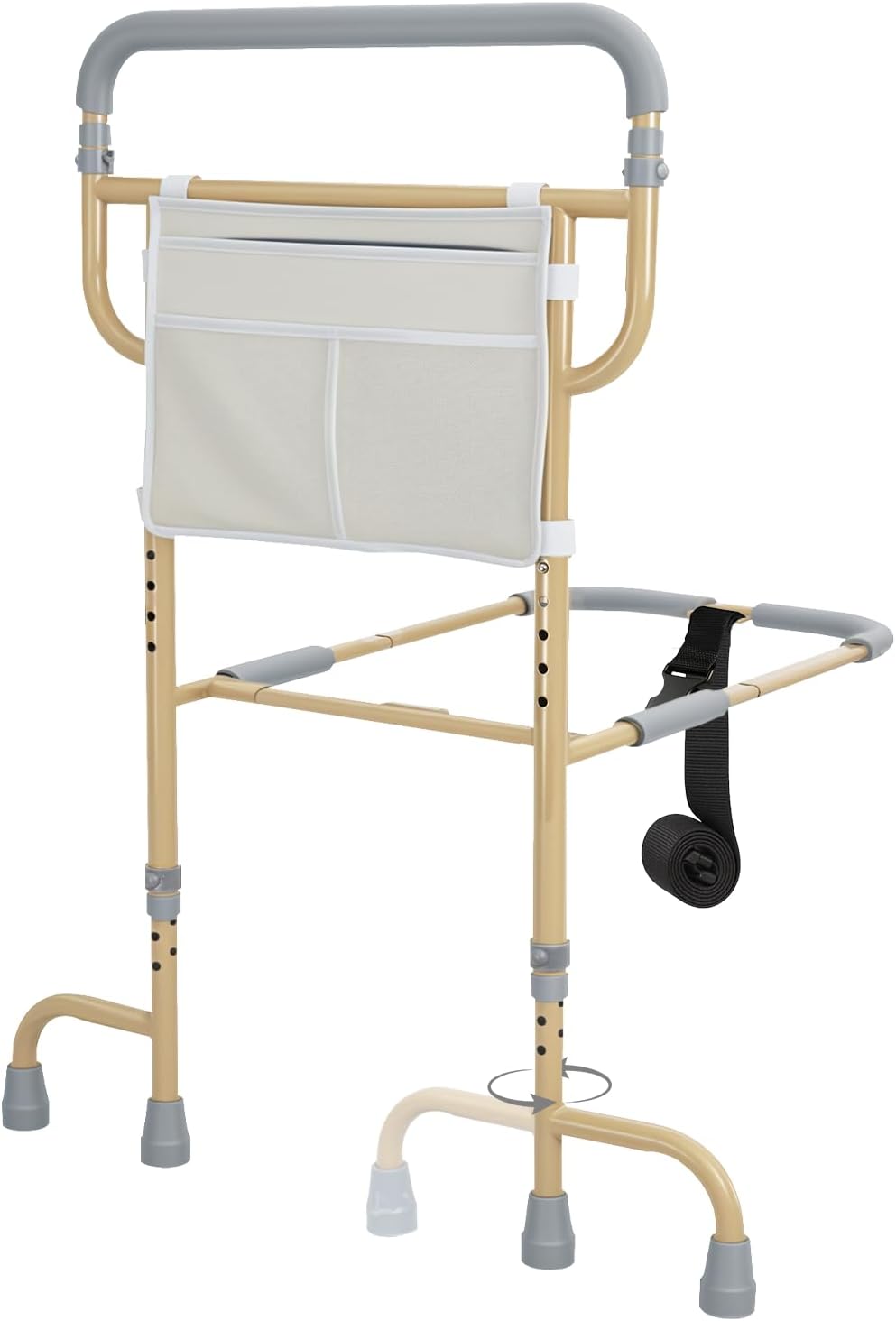 Bed Rails for Seniors with Non-Slip Handle, Storage Pocket, 360° Swivel Feet


