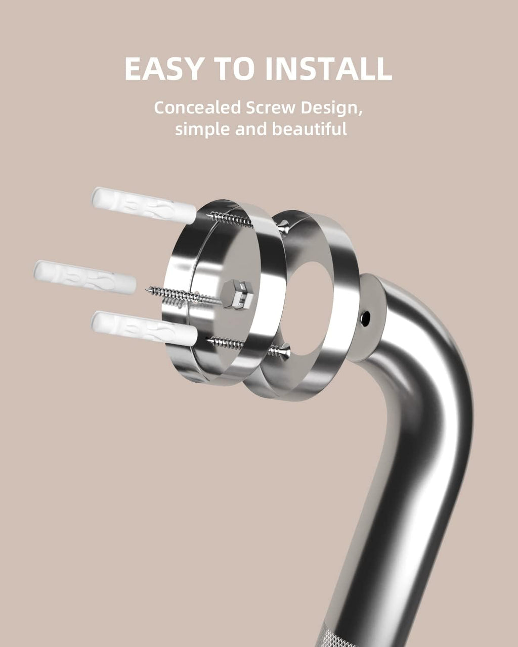 Munzong Anti-Slip Stainless Steel Shower Grab Bar, Knurled Bathroom Safety Handle

