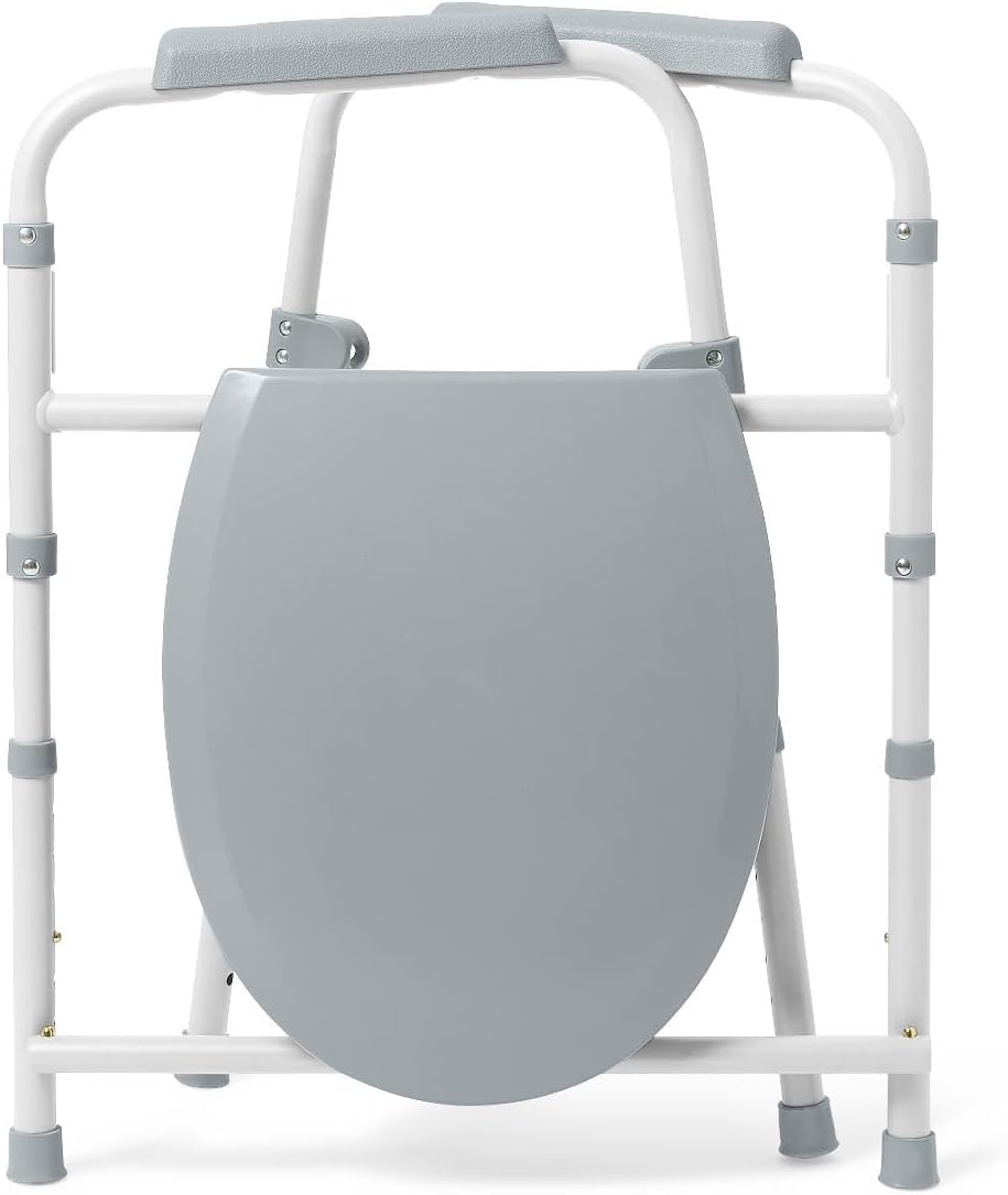 Dr. Dunley 3-in-1 Bedside Commode Chair with Steel Folding Frame, 7.5 QT Bucket

