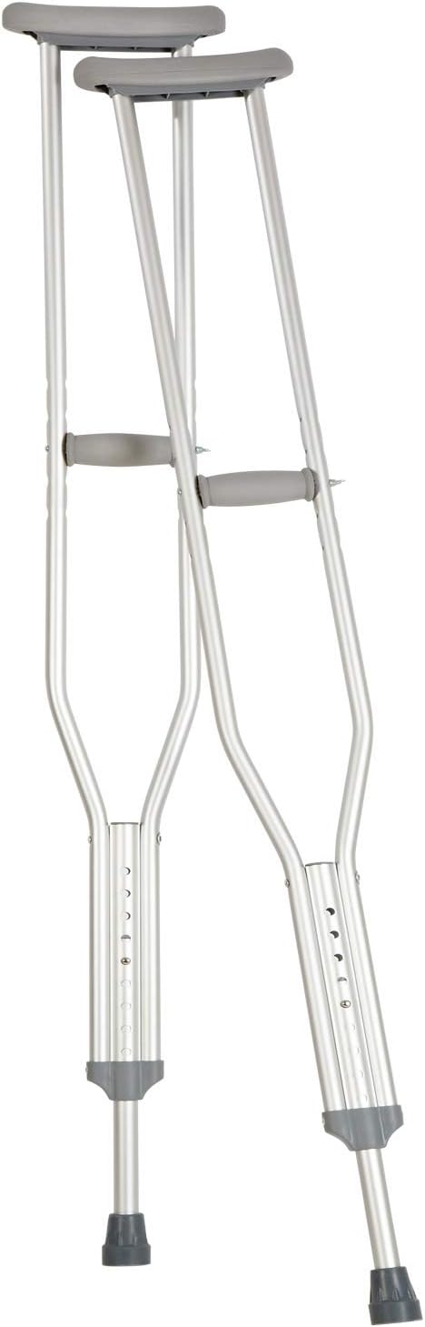 Carex Push Button Aluminum Height Adjustable Crutches with Extra Thick Pads

