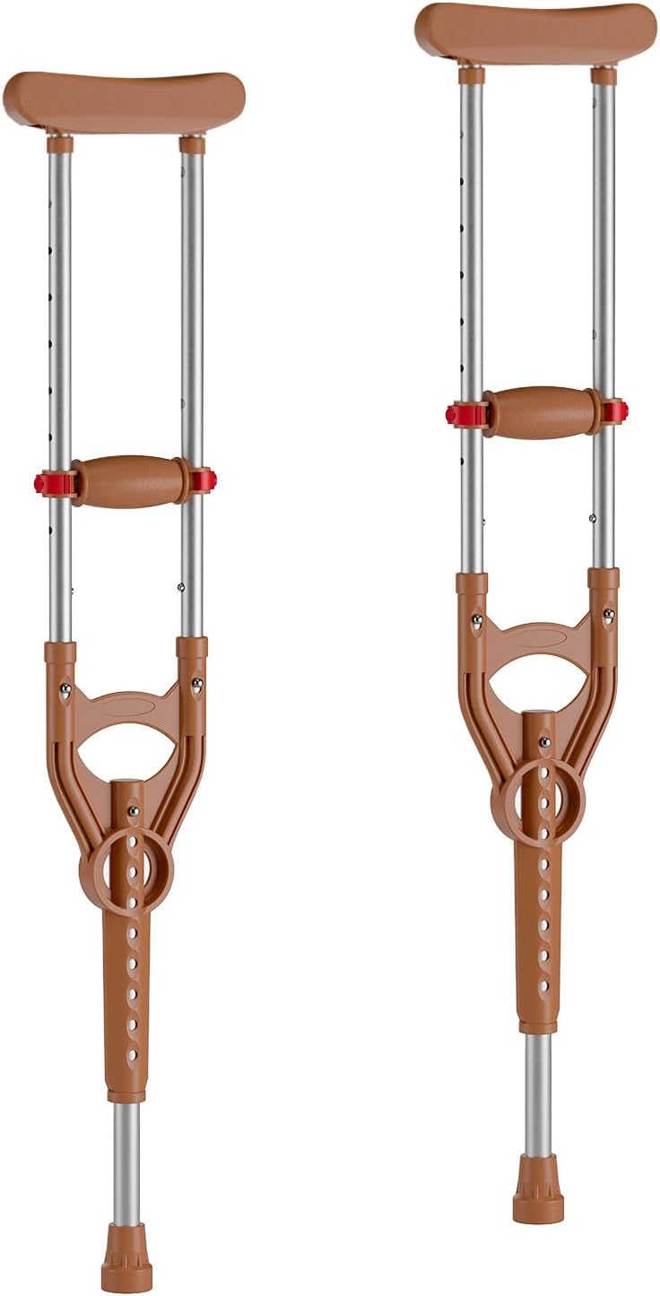 Loyoda Adjustable Underarm Crutch with Dual Height Adjustment and Shock Absorption

