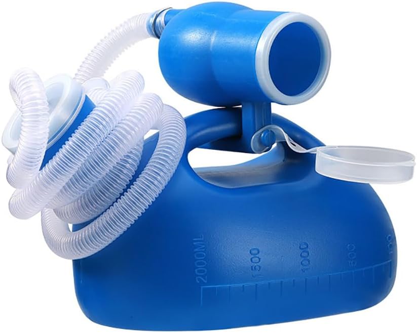 Portable Male Urinal Bottle 68 oz with Lid, 59 in Hose for Men

