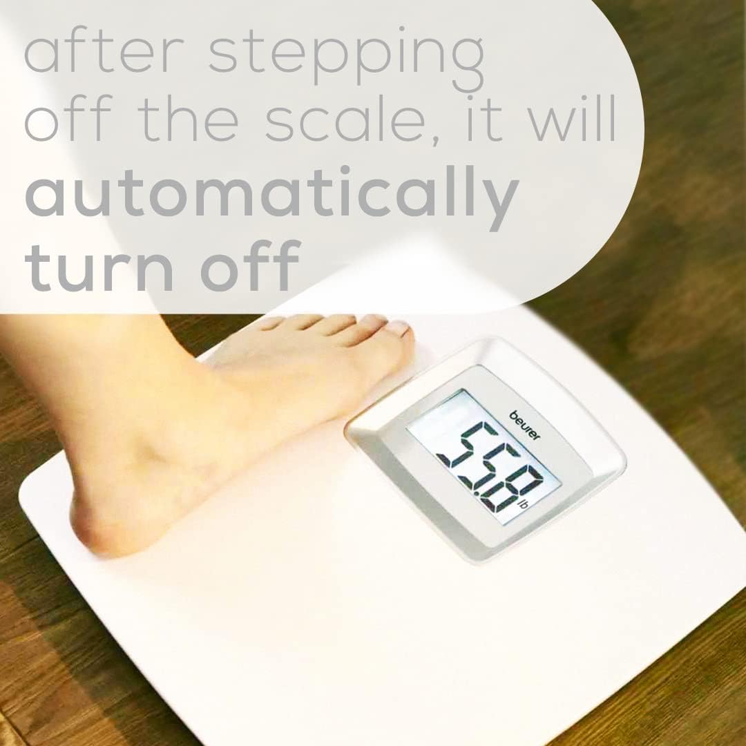 Beurer PS25 Digital Bathroom Scale for Body Weight, 400 lb Capacity, Auto-Calibrate

