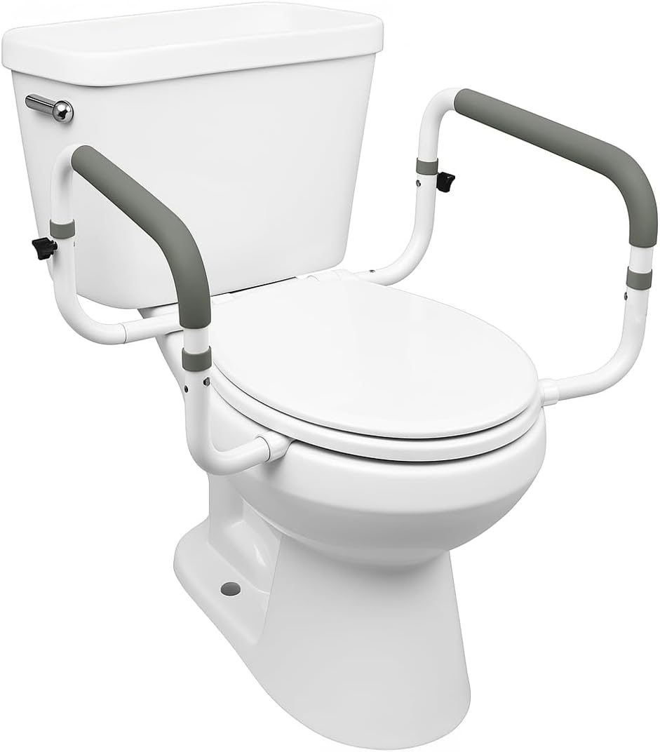 Carex Toilet Safety Frame with Adjustable Width Toilet Safety Rails, 300 lb


