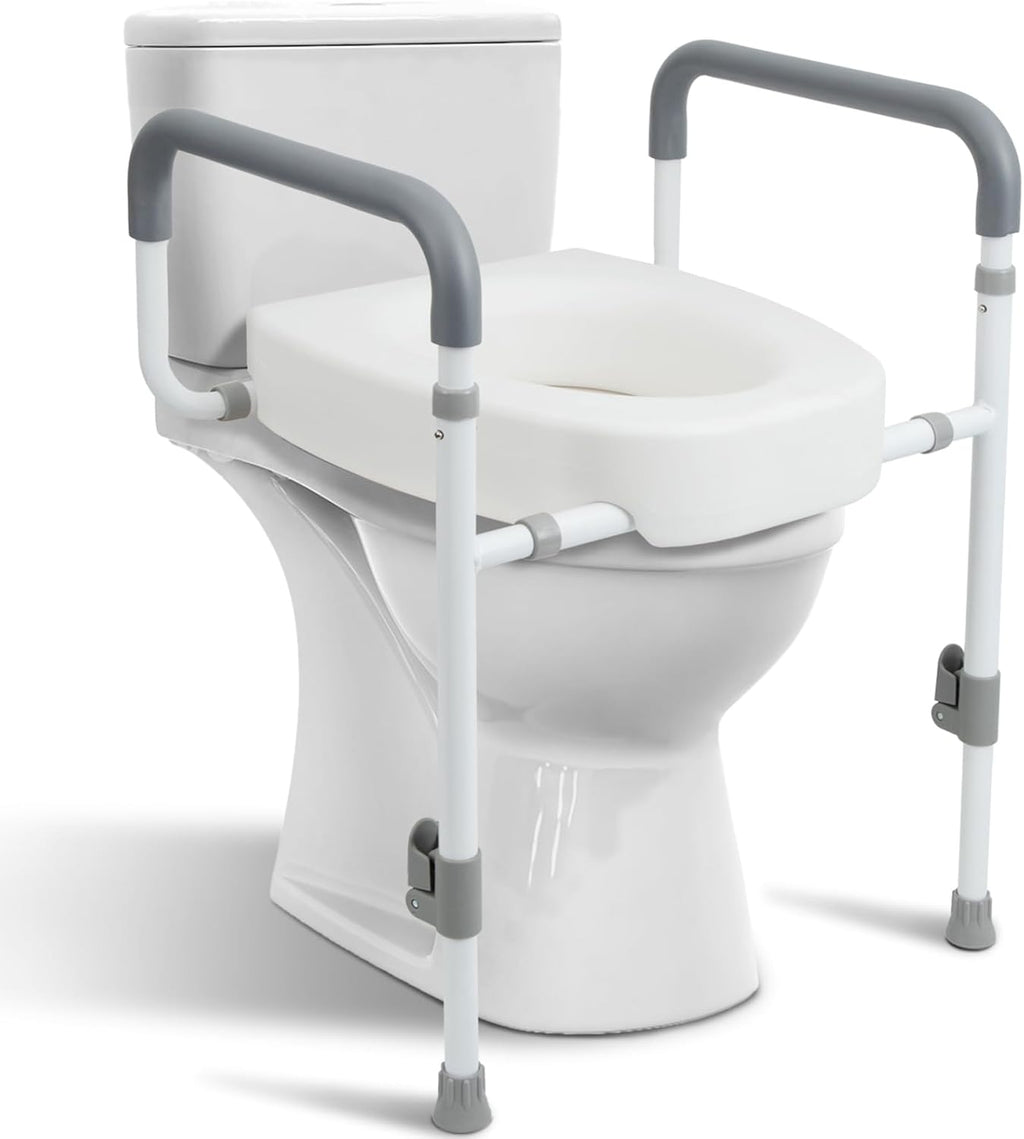 Toilet Seat Riser with Handles for Seniors, Raised Toilet Seat for Handicap & Elderly

