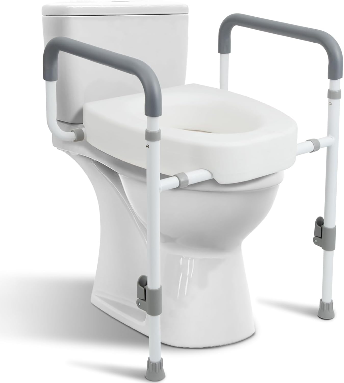 Toilet Seat Riser with Handles for Seniors, Raised Toilet Seat for Handicap & Elderly

