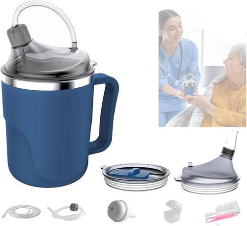 13.5 oz Spill-Proof Stainless Steel Sippy Cup with Straw and Lids for Adults

