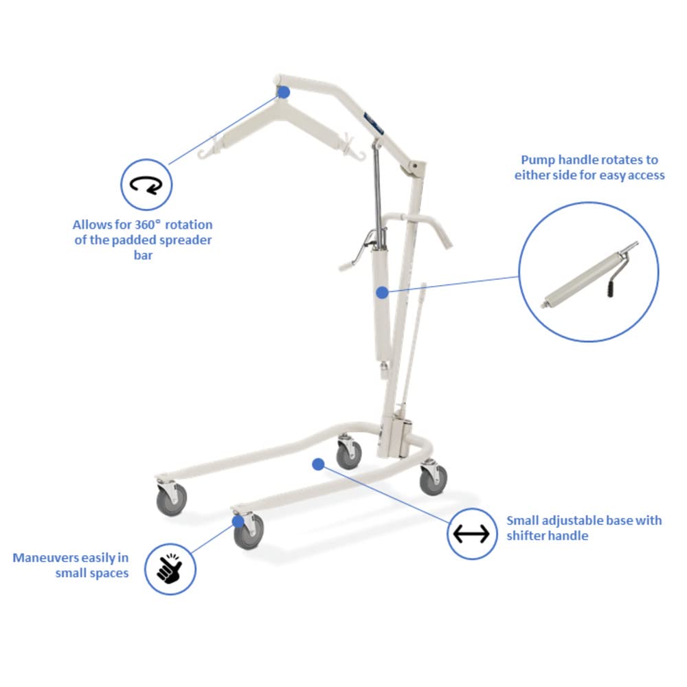 Invacare Hydraulic Patient Transfer Chair, Lightweight 450 lb Capacity Swivel Bar

