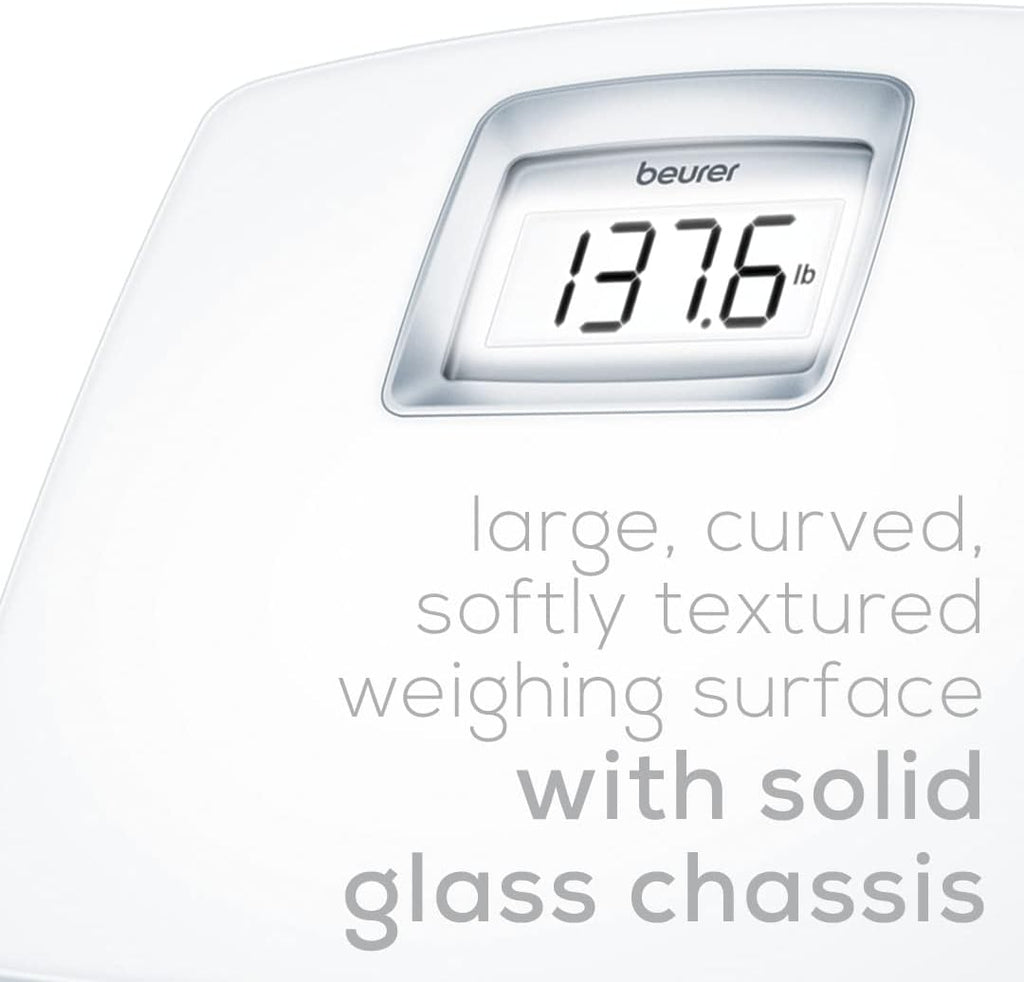 Beurer PS25 Digital Bathroom Scale for Body Weight, 400 lb Capacity, Auto-Calibrate

