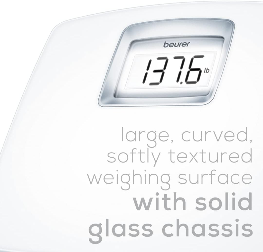 Beurer PS25 Digital Bathroom Scale for Body Weight, 400 lb Capacity, Auto-Calibrate


